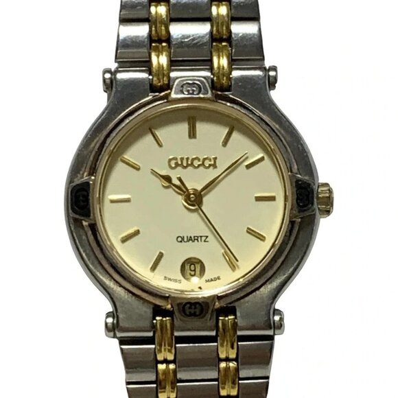 Auth GUCCI - 9000L 0****** Silver Gold Women's Wrist Watch - Picture 1 of 5